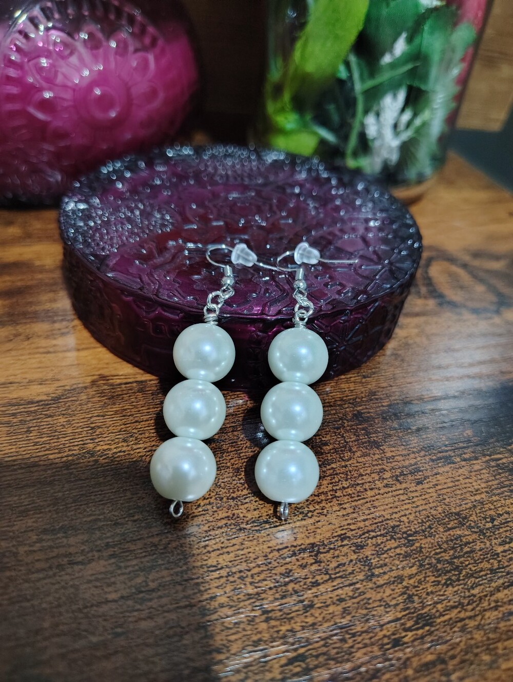 Classic White Pearl Drop Earrings,  Handmade Ladies Earrings